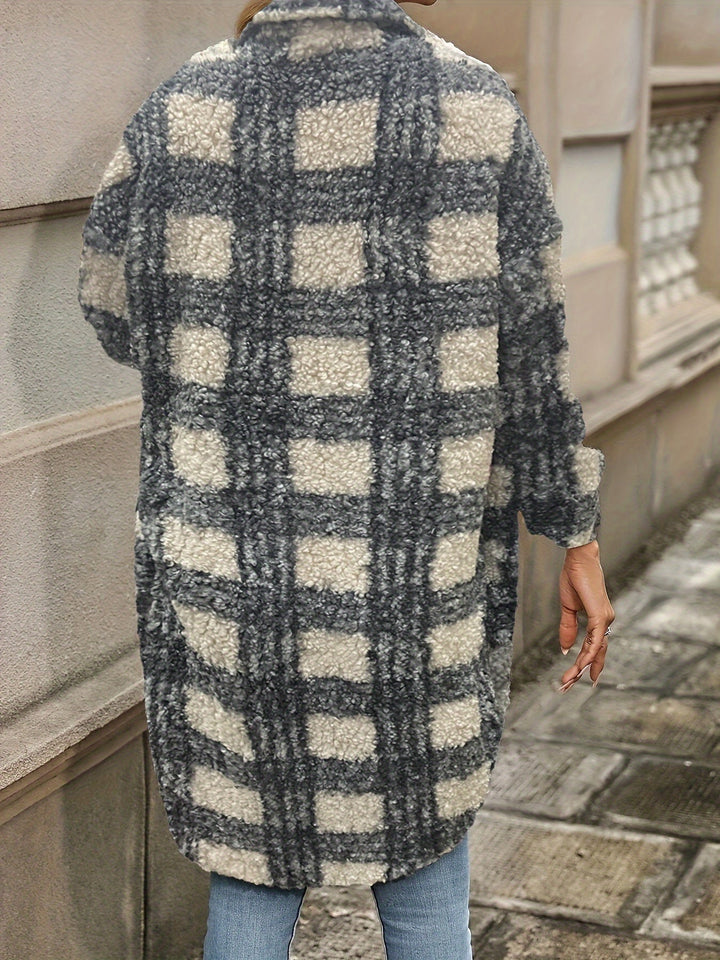 Lune London | Checked button jacket with fuzzy pattern