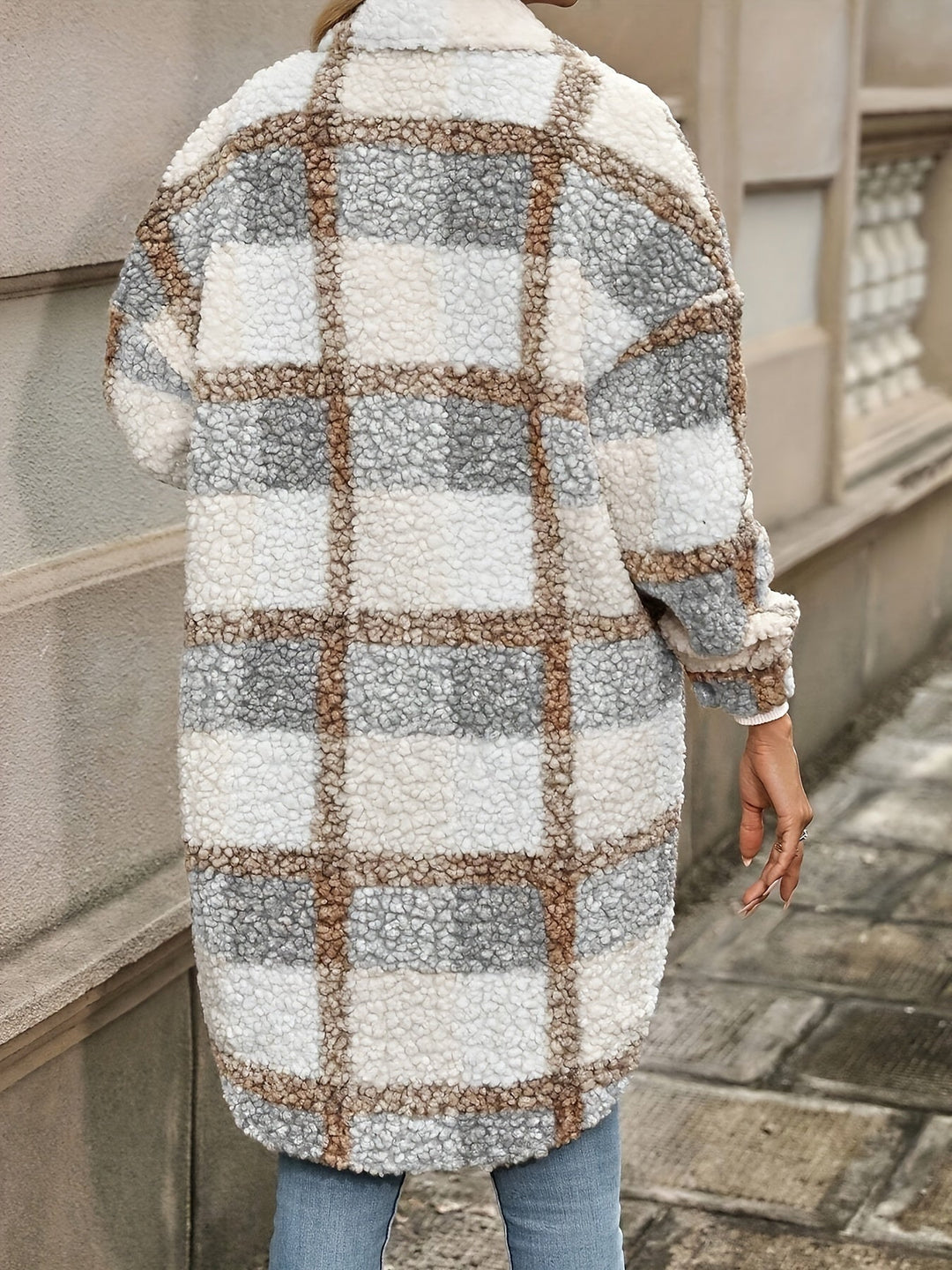 Lune London | Checked button jacket with fuzzy pattern