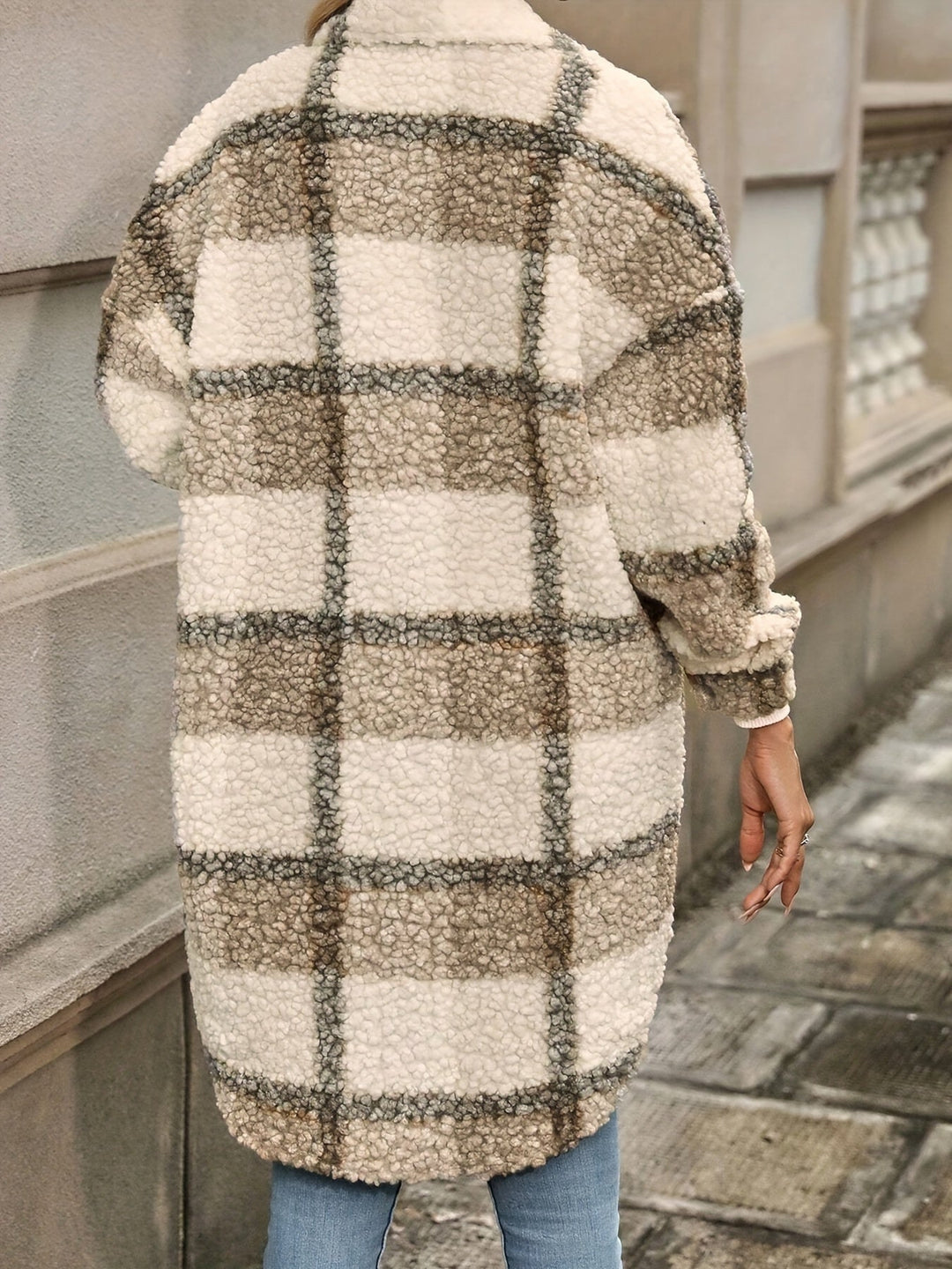 Lune London | Checked button jacket with fuzzy pattern