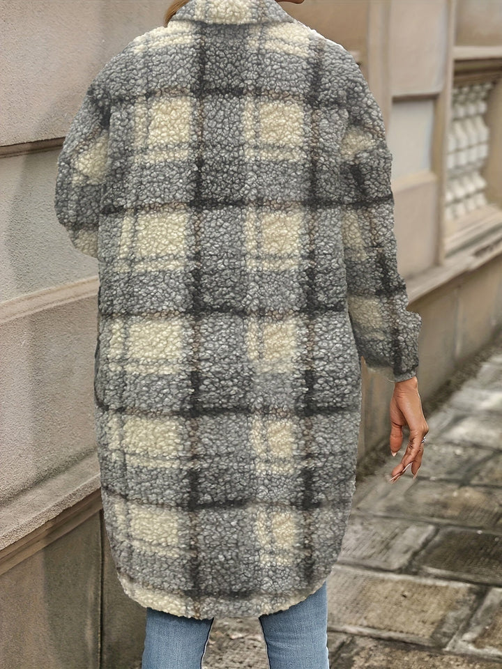 Lune London | Checked button jacket with fuzzy pattern