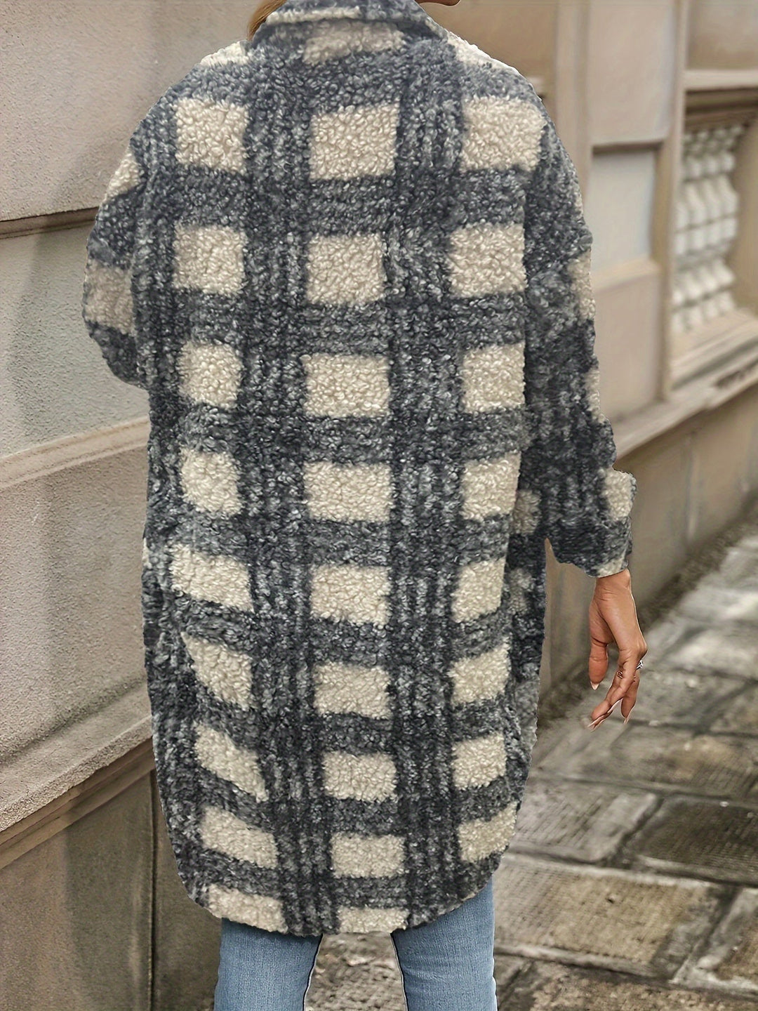 Lune London | Checked button jacket with fuzzy pattern