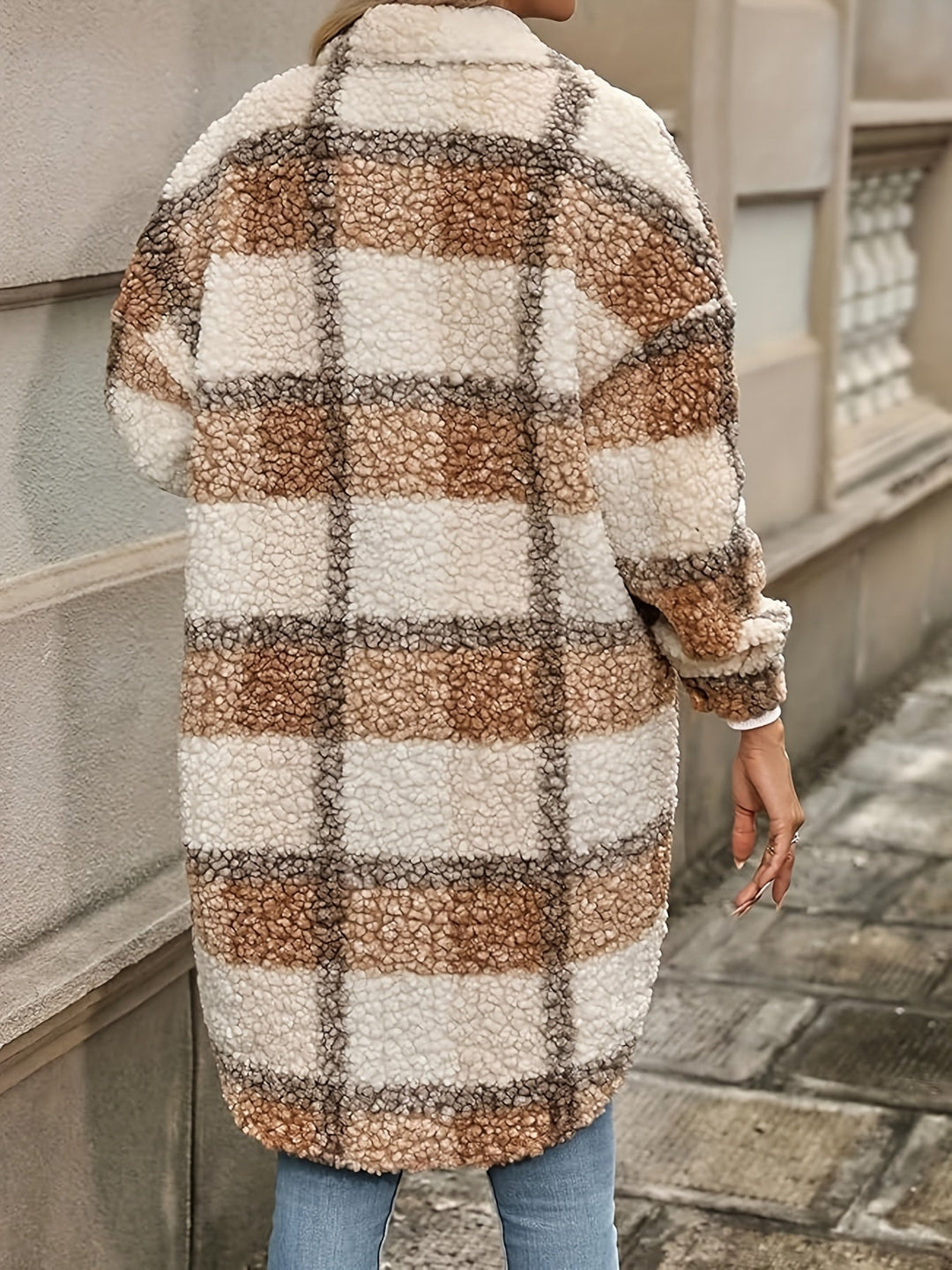 Lune London | Checked button jacket with fuzzy pattern
