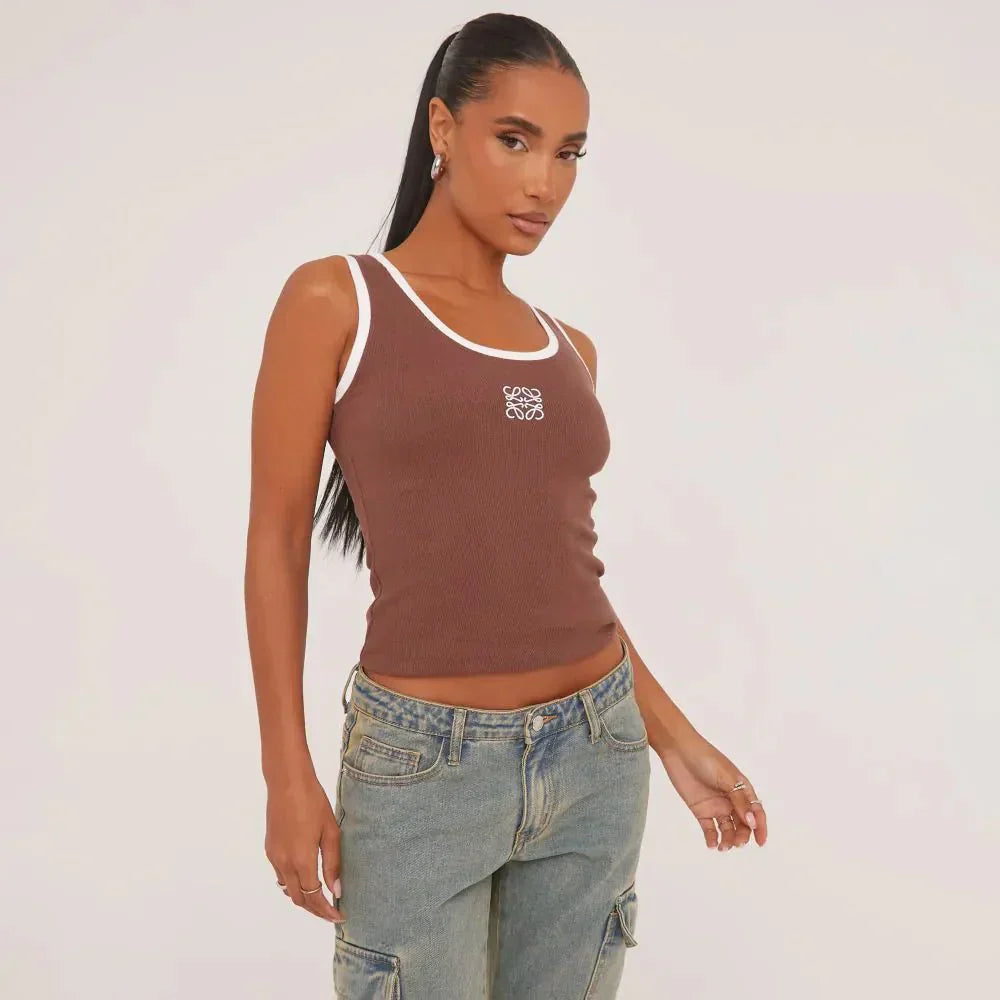 Lune London | Ripped Tank Top with Delicate Embroidery