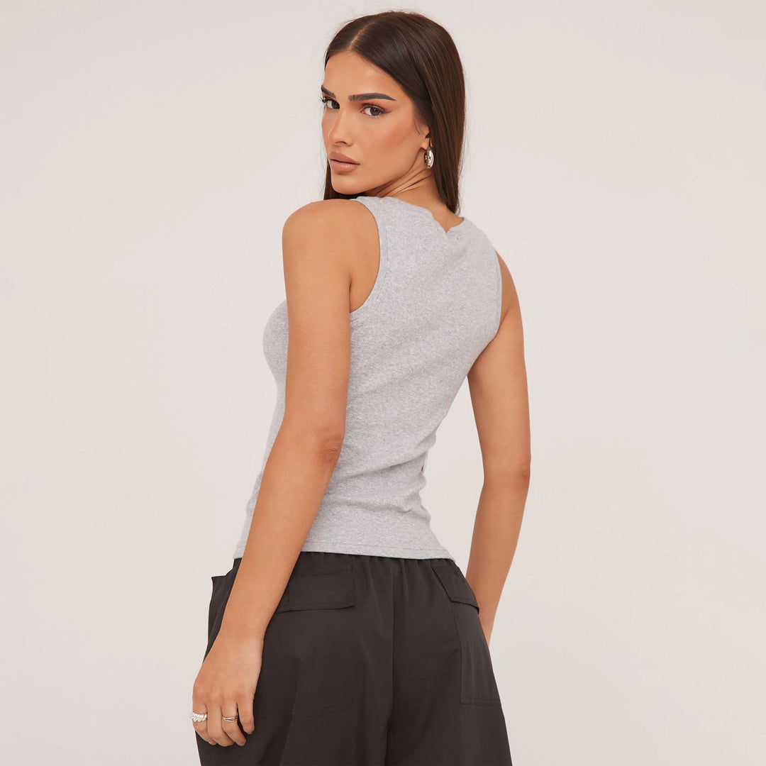 Lune London | Ripped Tank Top with Delicate Embroidery