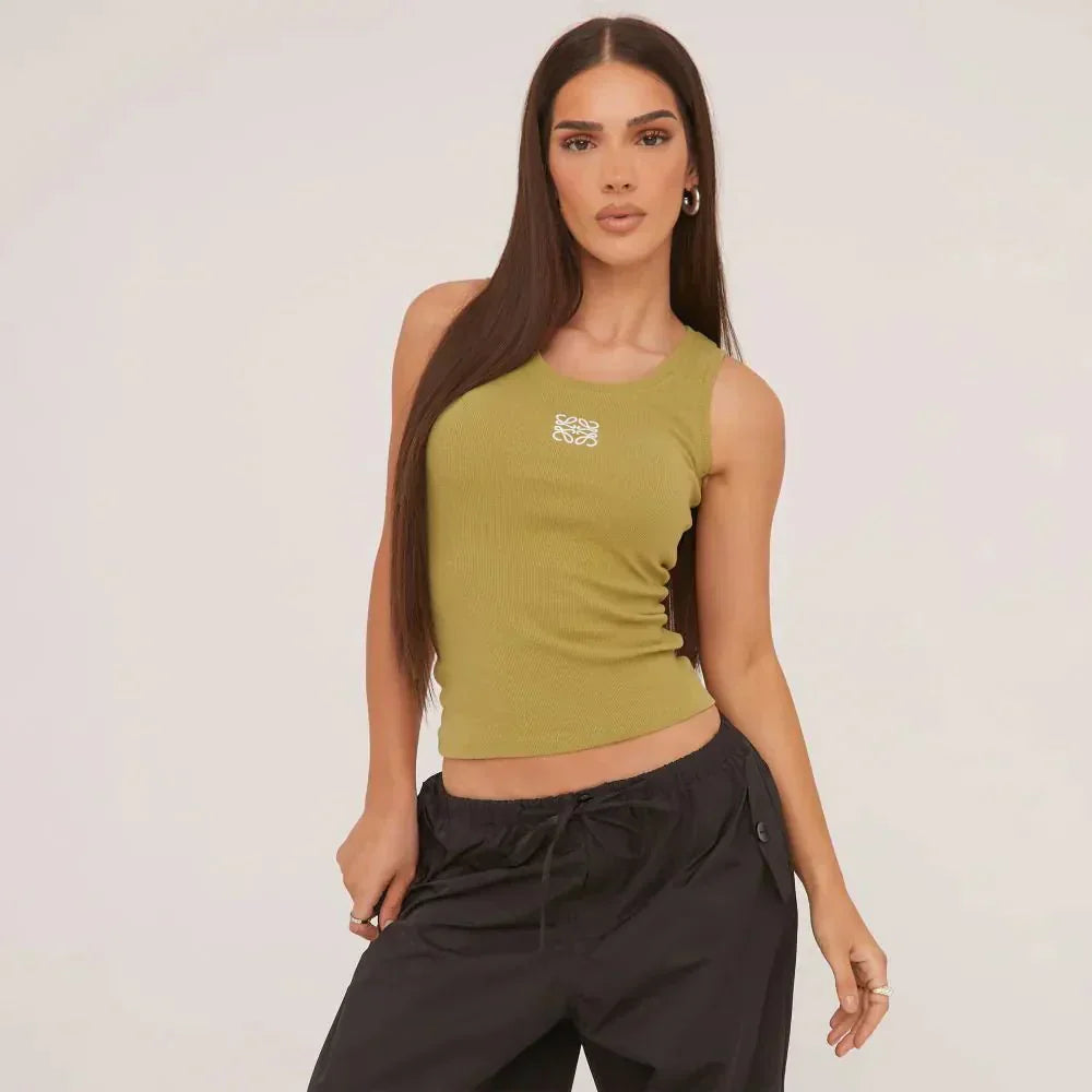 Lune London | Ripped Tank Top with Delicate Embroidery