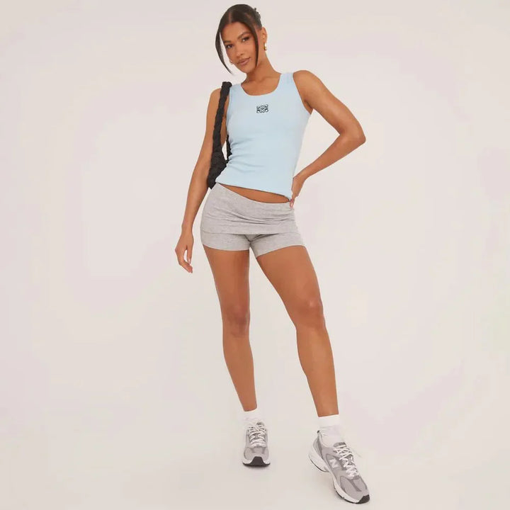 Lune London | Ripped Tank Top with Delicate Embroidery