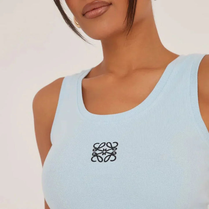 Lune London | Ripped Tank Top with Delicate Embroidery