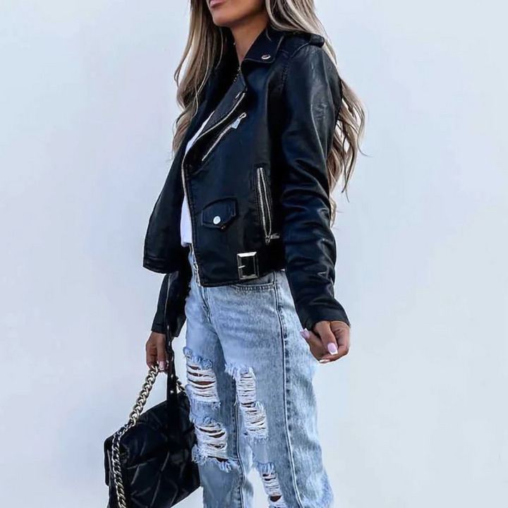 Lune London | Stylish padded leather jacket with zipper