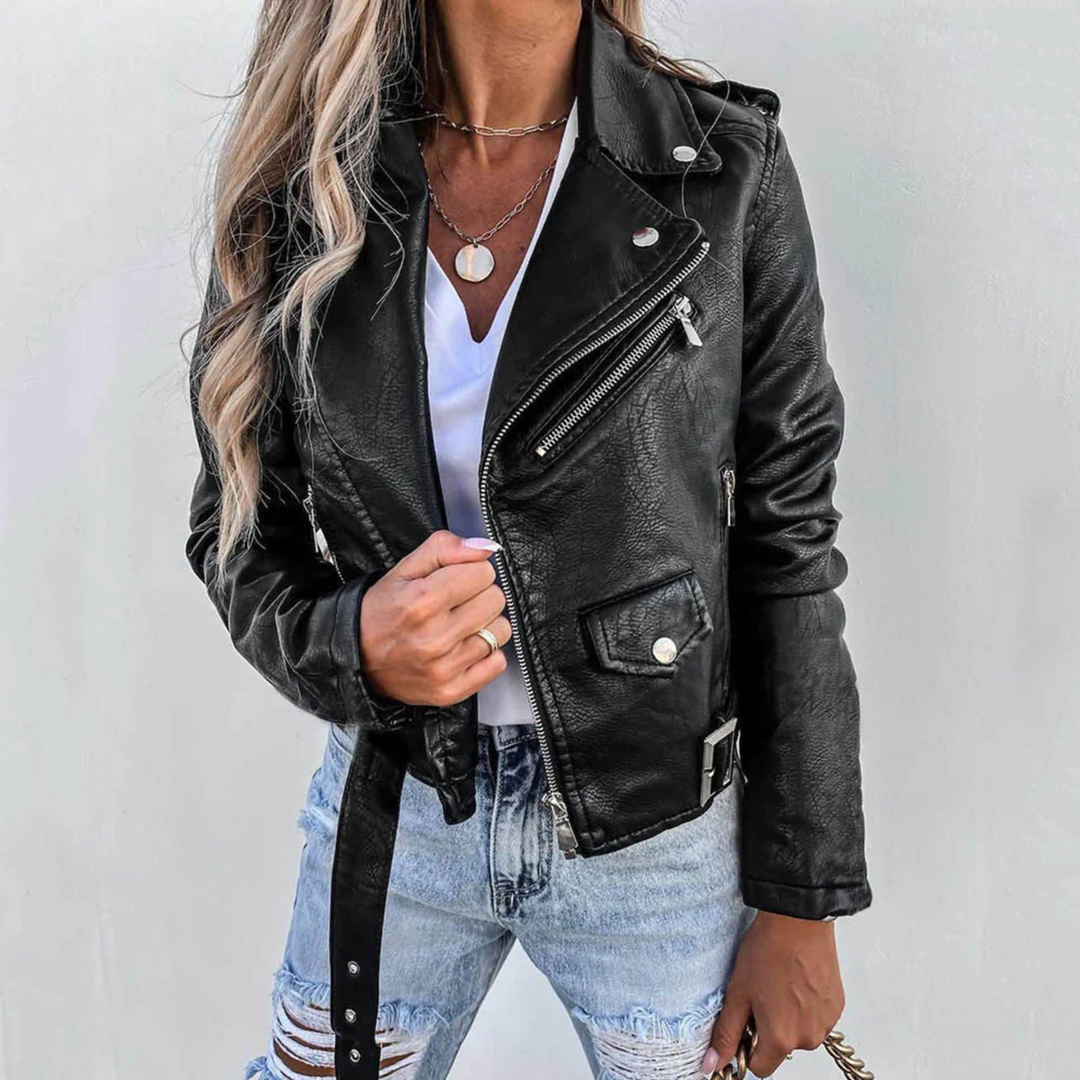 Lune London | Stylish padded leather jacket with zipper
