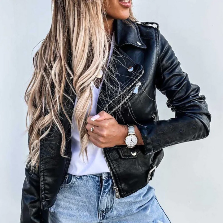 Lune London | Stylish padded leather jacket with zipper