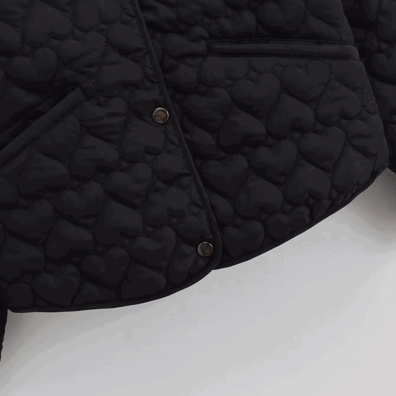 Lune London | Women's quilted jacket with hearts – lightweight puffer with snap fasteners