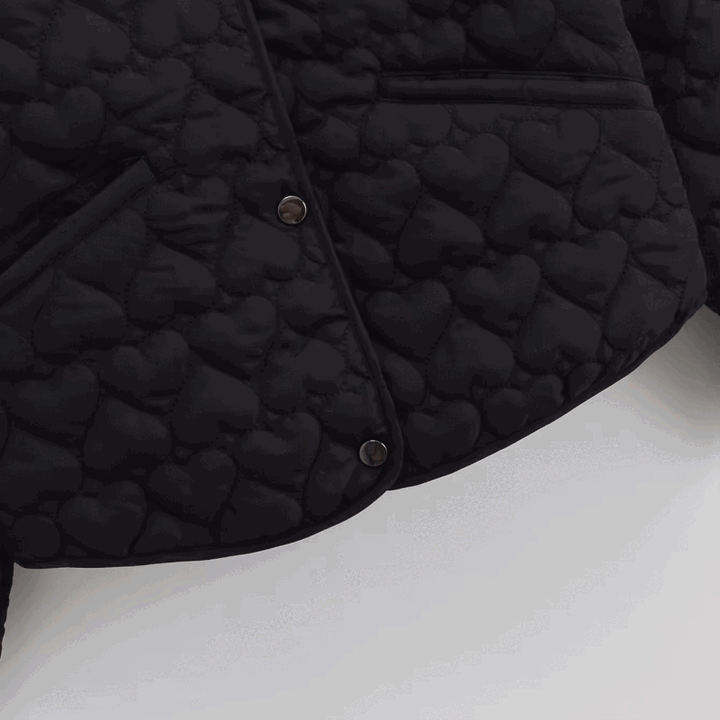 Lune London | Women's quilted jacket with hearts – lightweight puffer with snap fasteners
