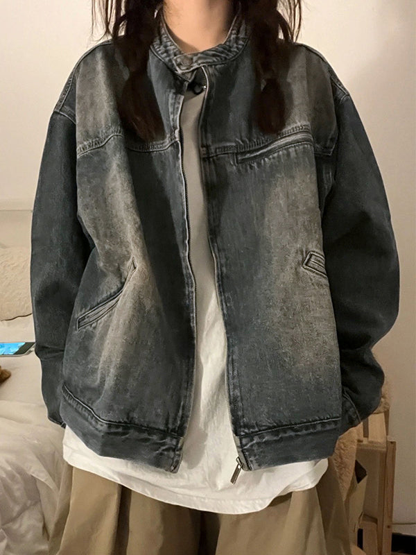 Lune London | Blue worn zip jacket