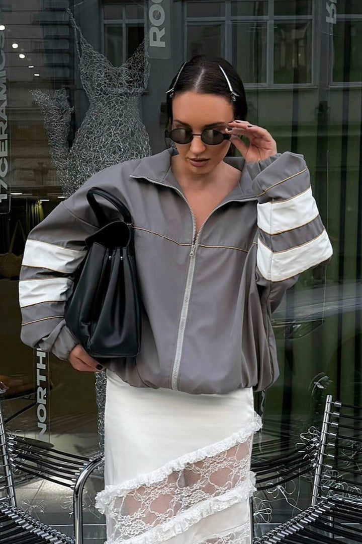 Lune London | Stand Collar Color Block Jacket