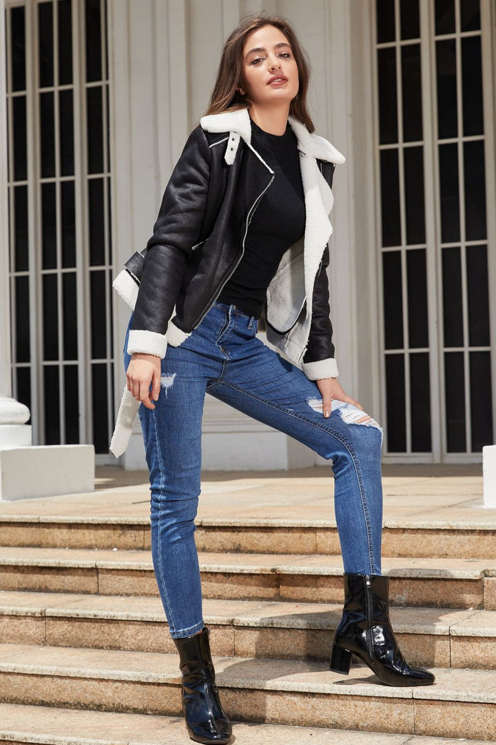 Lune London | Fleece-lined Suede Belted Jacket