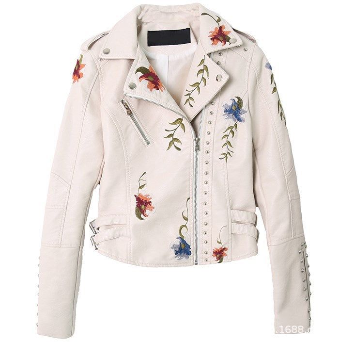 Lune London | Embroidered Decorated Faux Leather Jacket