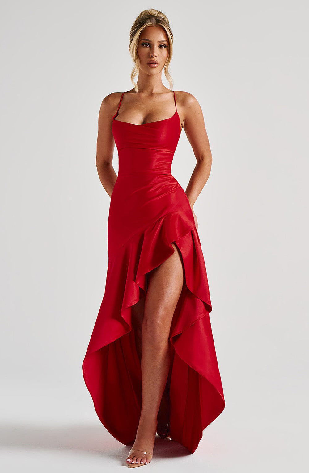 Lune London | Back Cutout Ruffles Asymmetrical Dress