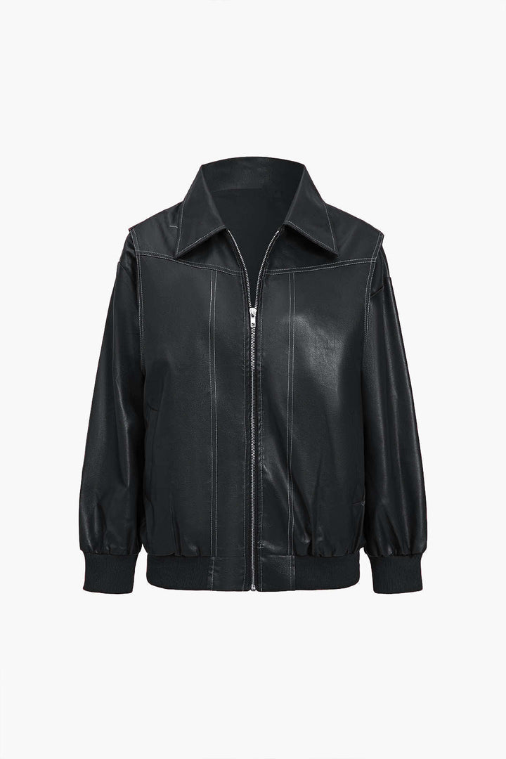 Lune London | Solid Colors Collar Zipper Jacket