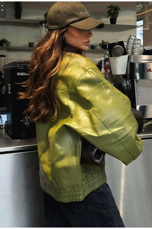 Lune London | Green Faux Leather Jacket