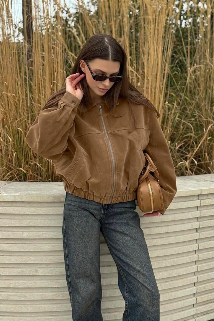 Lune London | Suede Zipper Front Relaxed Jacket