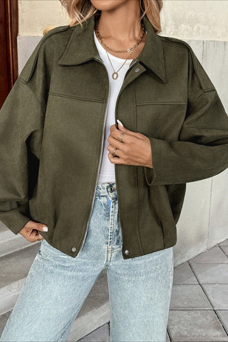 Lune London | Collar Suede-Look Bomber Jacket