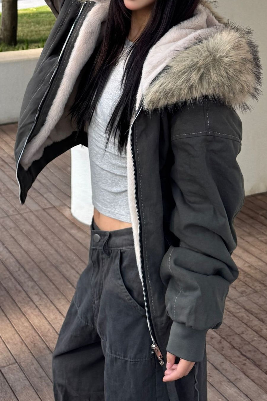 Lune London | Short Puffer Jacket with Fur Collar