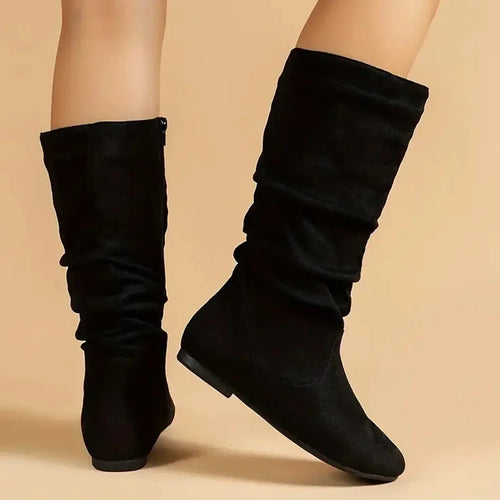 Lune London | Suede Ankle Boots Up To The Calf with Side Zipper