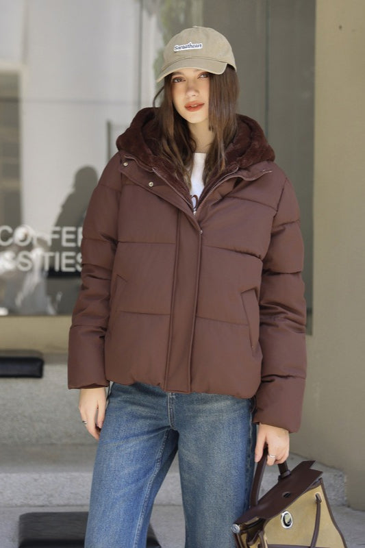Lune London | Fur panel cropped puffer jacket
