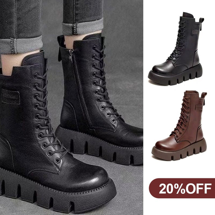 Lune London | Bottes d'hiver avec fermeture éclair - Semelle antidérapante - Doublées chaudes - Aspect cuir véritable