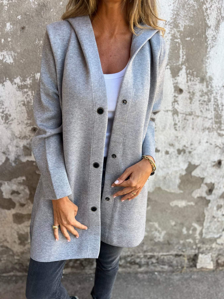 Lune London | Long Jacket - Wool Blend - Button Closure with Hood - Comfortable Fit
