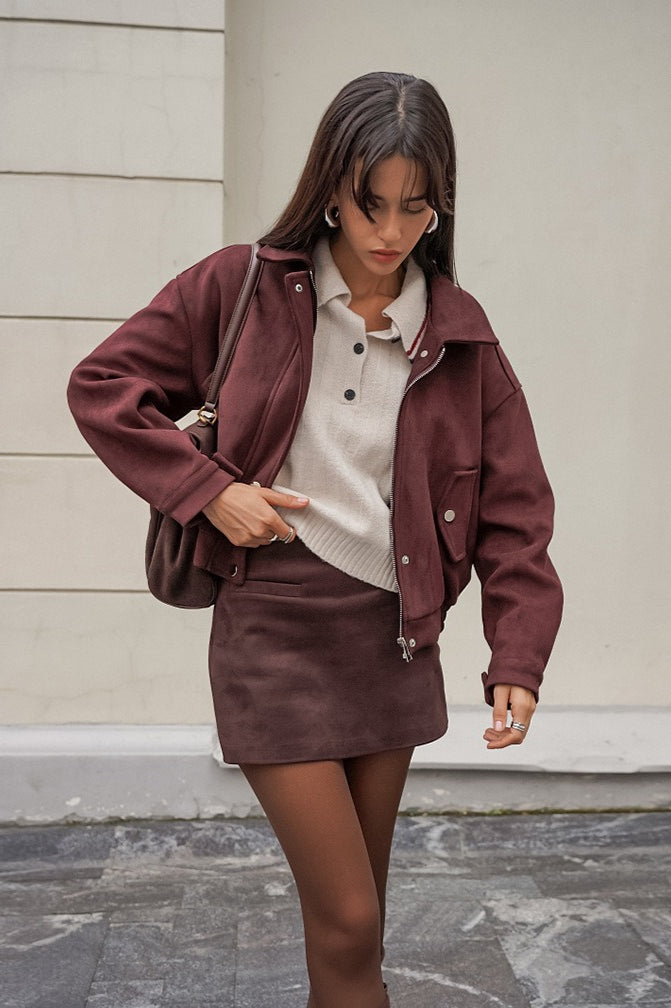 Lune London | Fit Red-Brown Suede Jacket