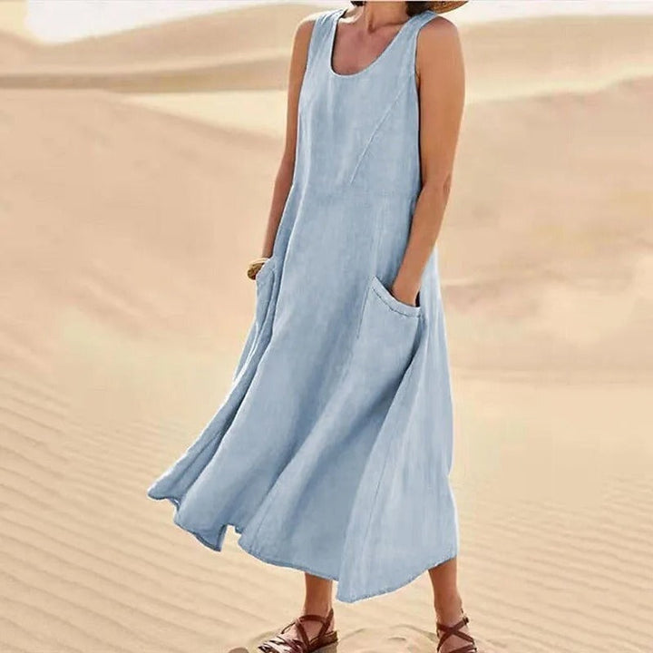 Lune London | Sleeveless linen dress with pockets for women