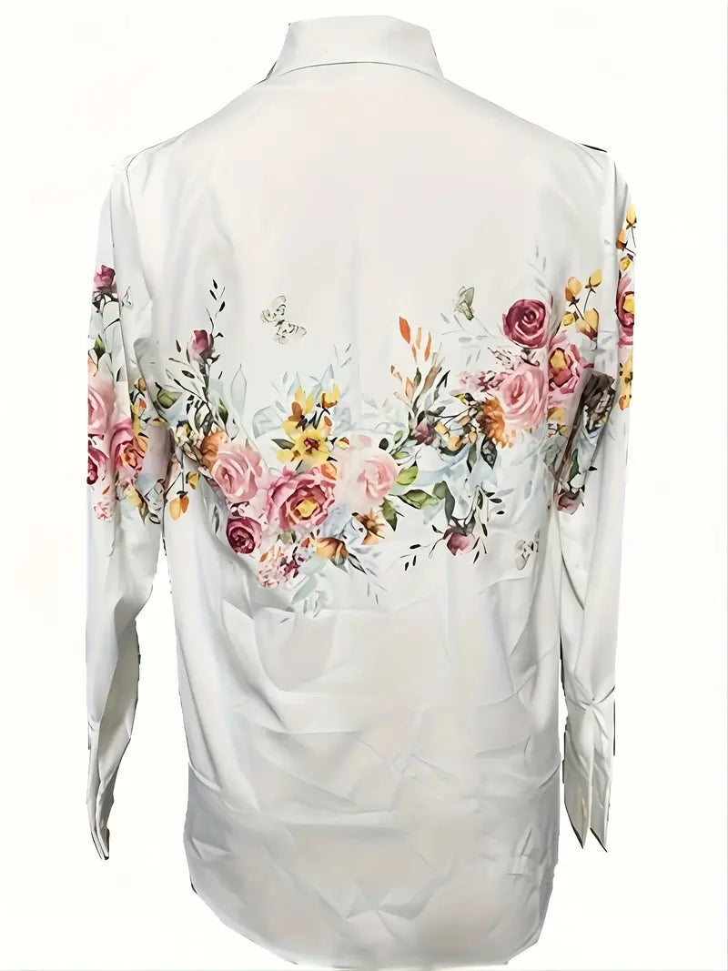 Lune London | Blouse for women with floral pattern, casual shirt blouse with long sleeves