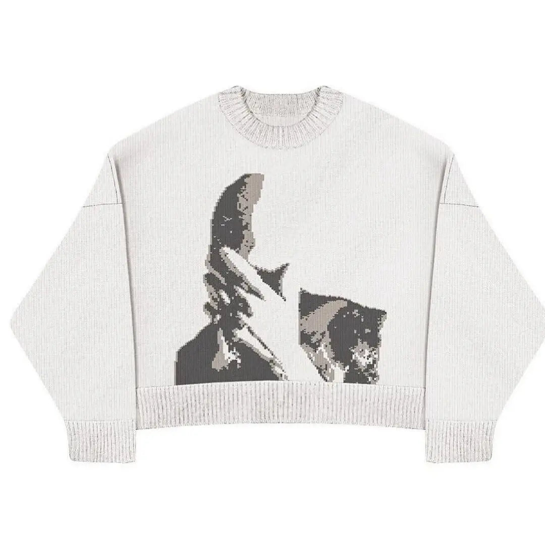 Chic Und Stil | Knitted Sweater with Graphic Design Soft and Warm Unique Design