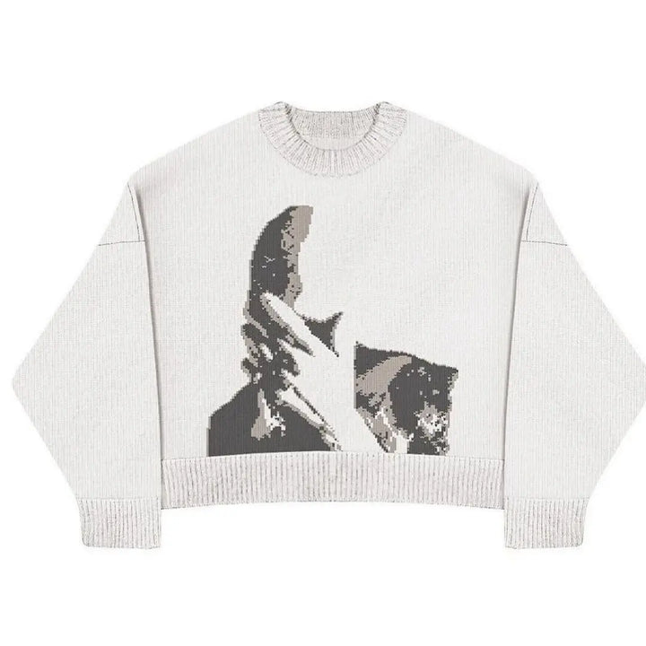 Chic Und Stil | Knitted Sweater with Graphic Design Soft and Warm Unique Design