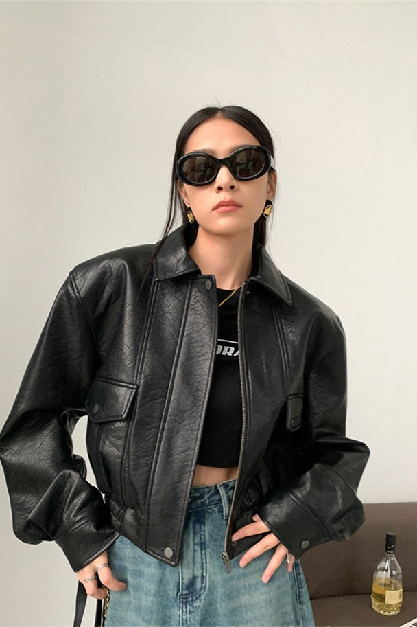 Lune London | PU Leather Lapel Jacket