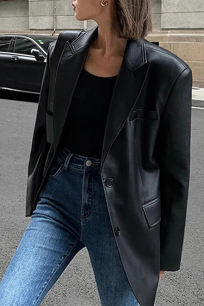 Lune London | PU Leather Blazer Jacket