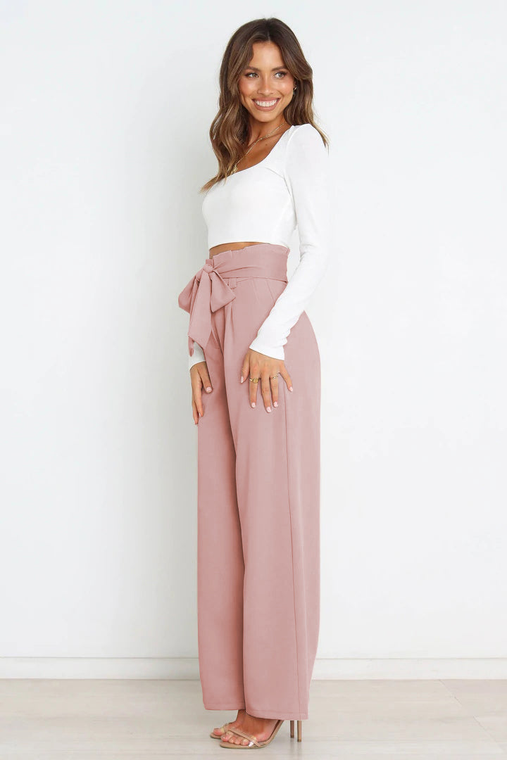 Lune London | High Waist Paperbag Pants with Bow Detail