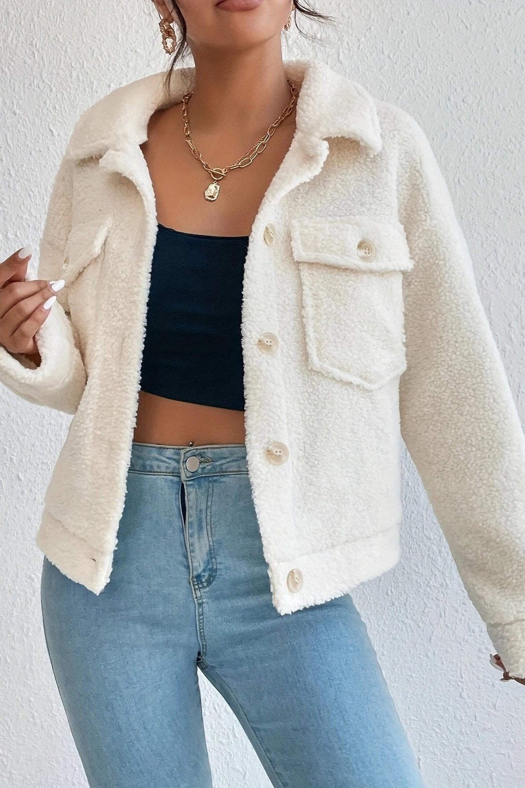 Lune London | White short Sherpa jacket