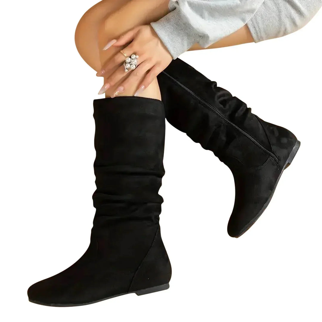 Lune London | Suede Ankle Boots Up To The Calf with Side Zipper
