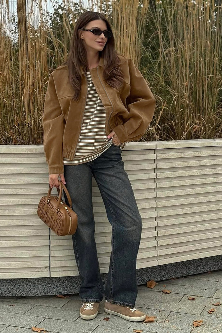 Lune London | Suede Zipper Front Relaxed Jacket