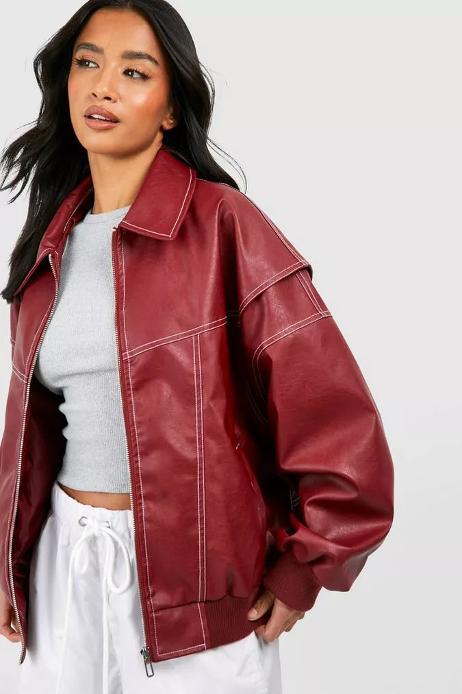 Lune London | Oversized leather bomber jacket