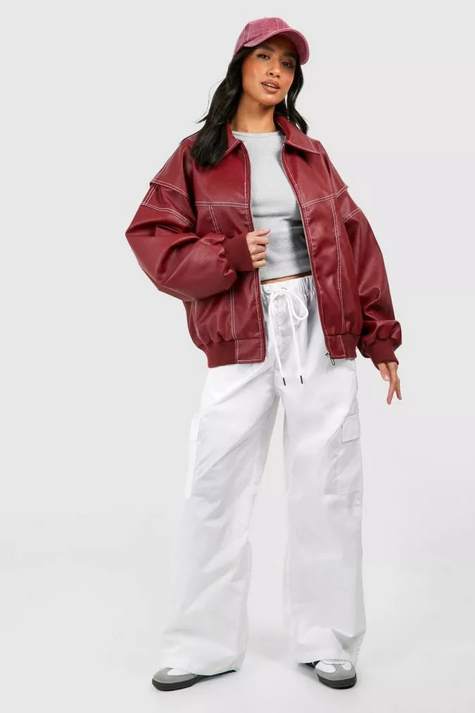 Lune London | Oversized leather bomber jacket