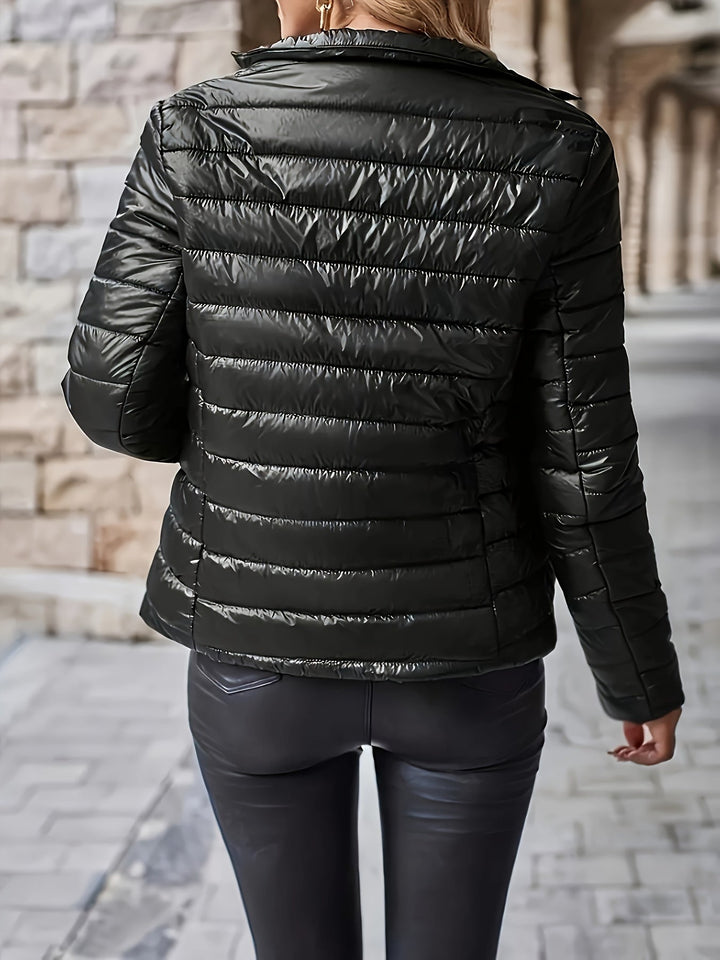 Lune London | Elegant Polyamide Puffer Coat with Stand Collar and Pockets