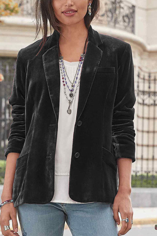 Lune London | Velvet solid color trendy casual blazer