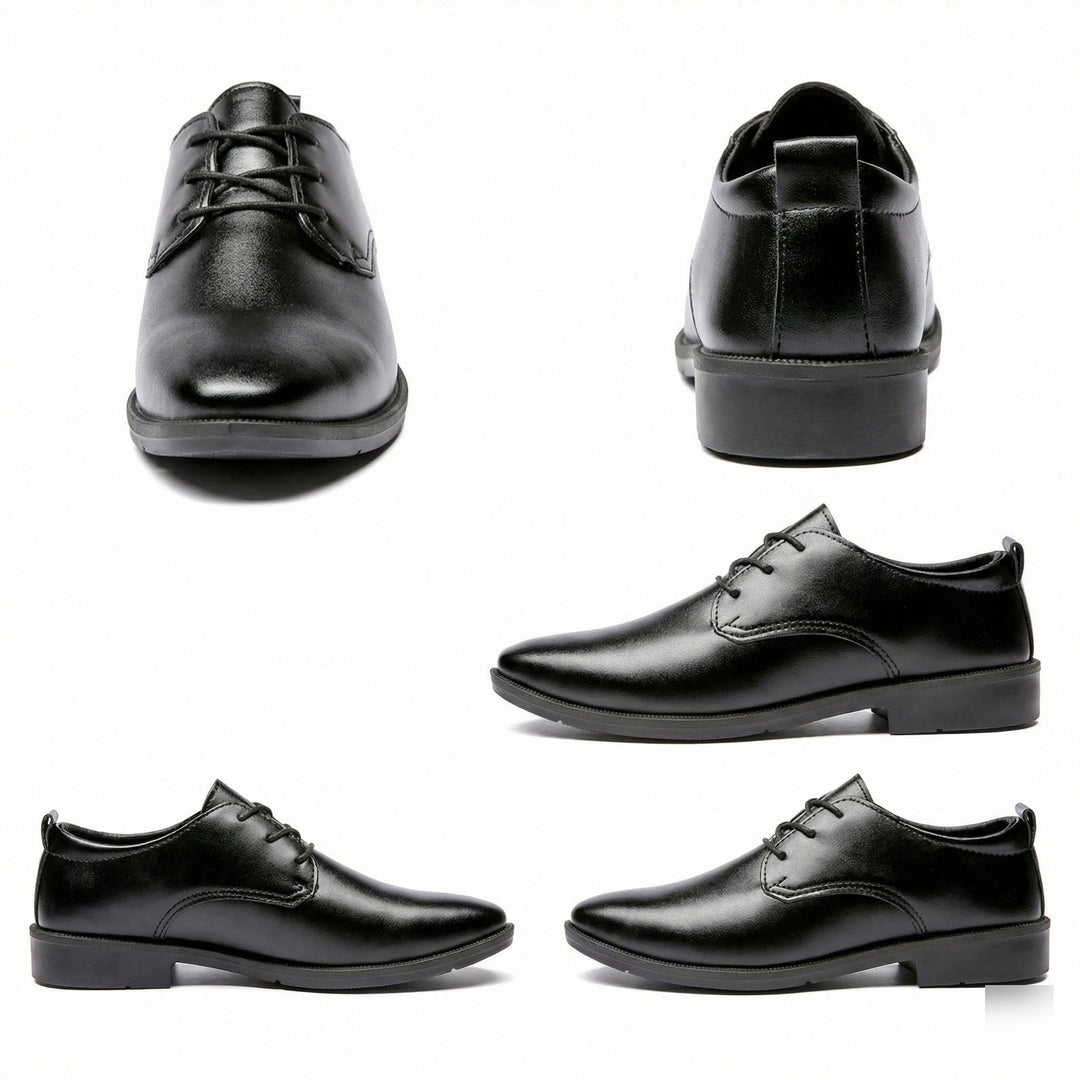 Men's Elegant Leather Lace-Up Shoes with Non-Slip Sole