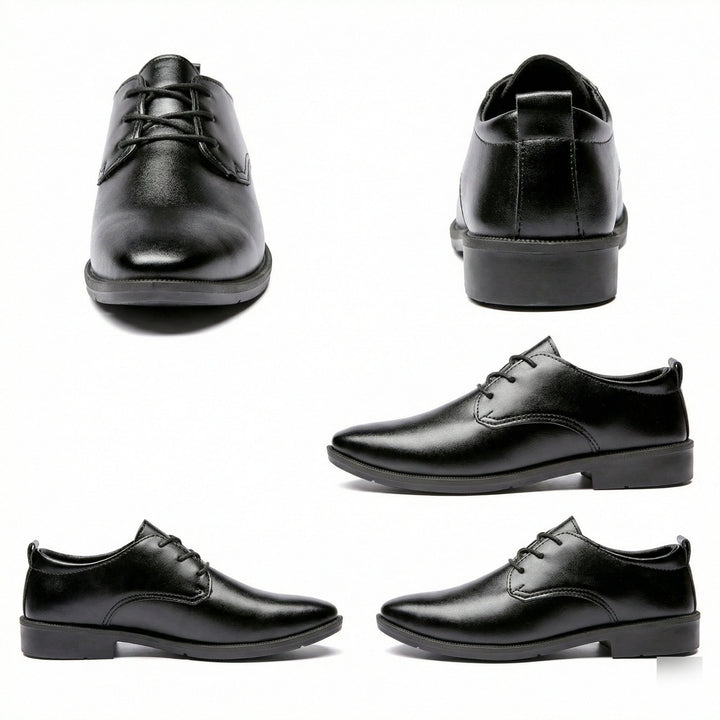 Men's Elegant Leather Lace-Up Shoes with Non-Slip Sole