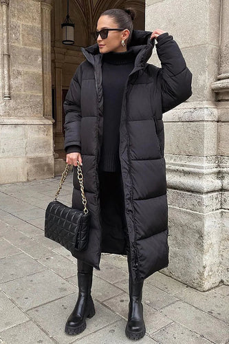 Lune London | Long Quilted Jacket with Hood for Women Ideal for Cold Winter Days