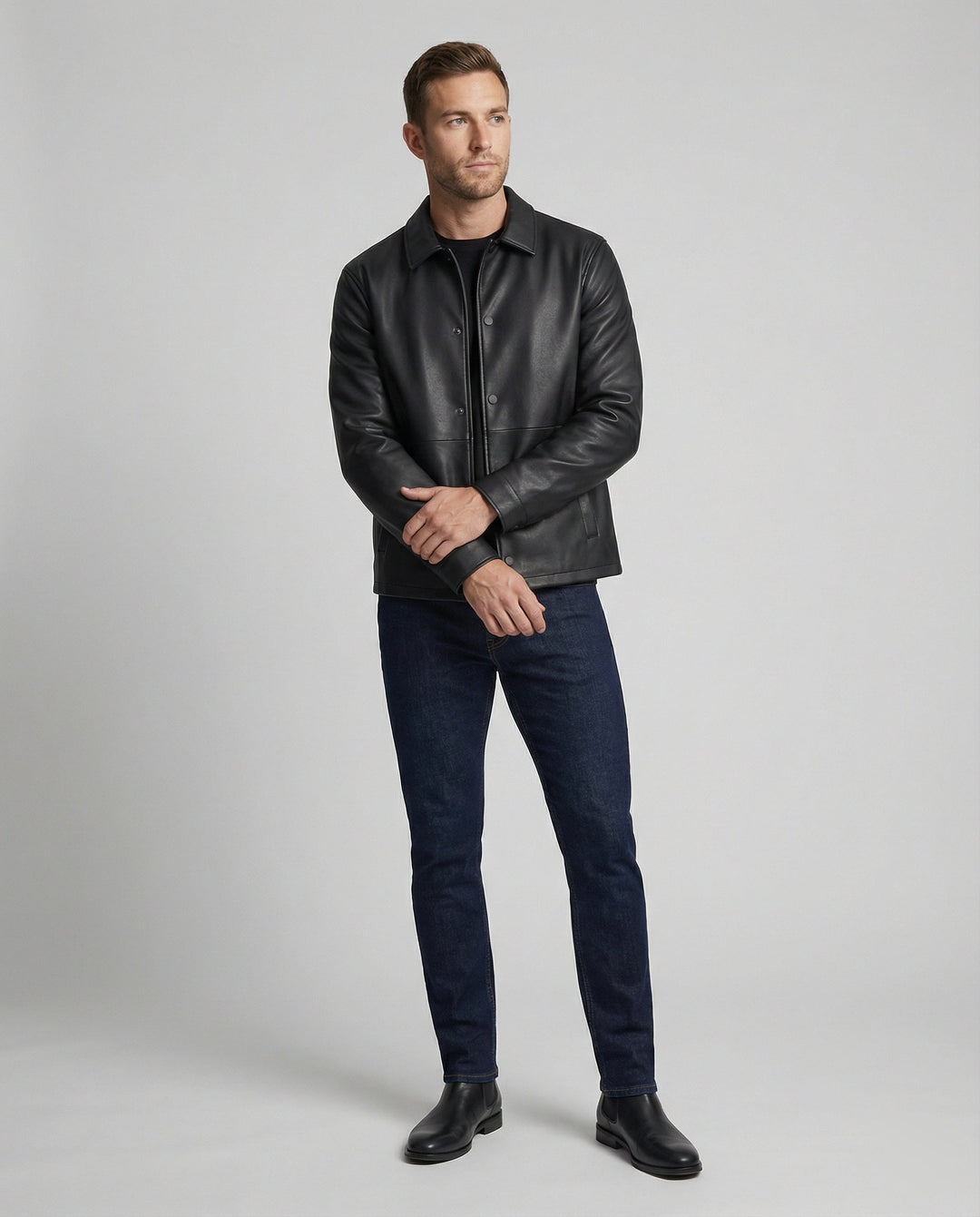 Men's Leather Look Transitional Jacket