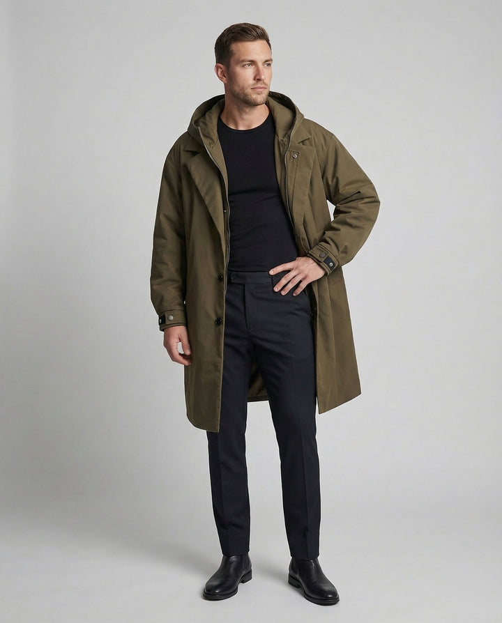 Lune London | Men's Waterproof Trench Coat Stylish & Warm Puffer Design